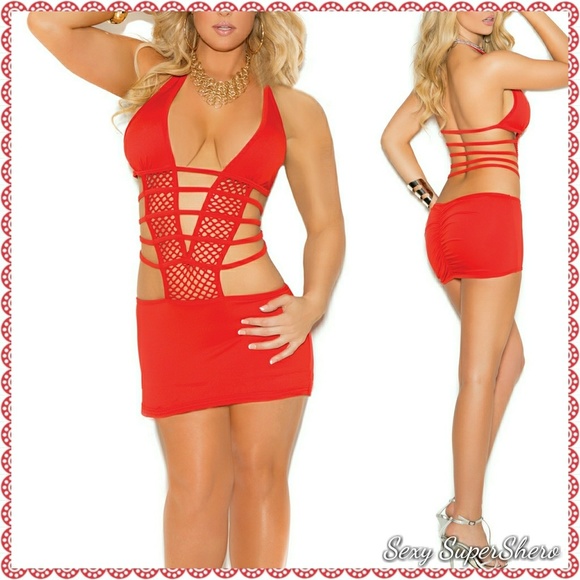 ⚡PLUS "Hourglass Goodies" Strappy Red Mini dress - Picture 4 of 7